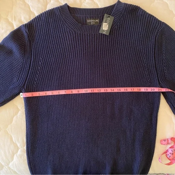 NWT Men’s Goodlife Shaker Knit Cotton Navy Sweater Size XXL - Picture 9 of 11